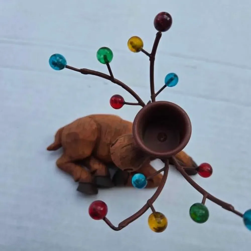Deer with bulb antlers candle holder